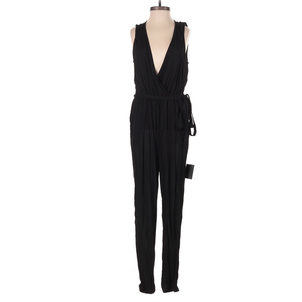 Lulus Take On the Day Black Sleeveless Surplice Jumpsuit XS Minimalist Party